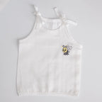 White Muslin Knot Jabla with Honey Bee Embroidery – 100% Cotton for Newborns