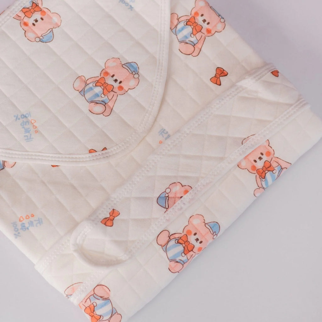Pink Bear – Muslin Hooded Towel With Belt