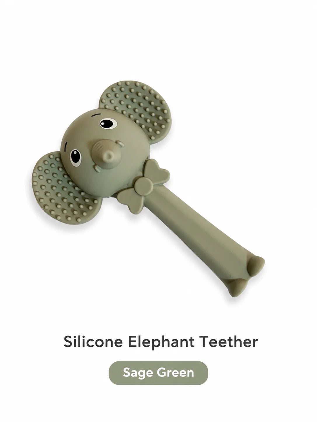 Elephant Rattle Teether – Sage Green