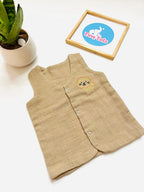 Crinkle Muslin Vest – With Lion Embroidery (Sand Beige)
