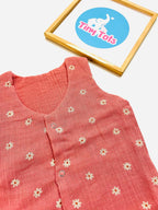 Crinkle Muslin Vest Peach – With floral prints