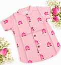 Light Pink Lotus Print Ethnic Shirt