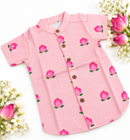 Light Pink Lotus Print Ethnic Shirt