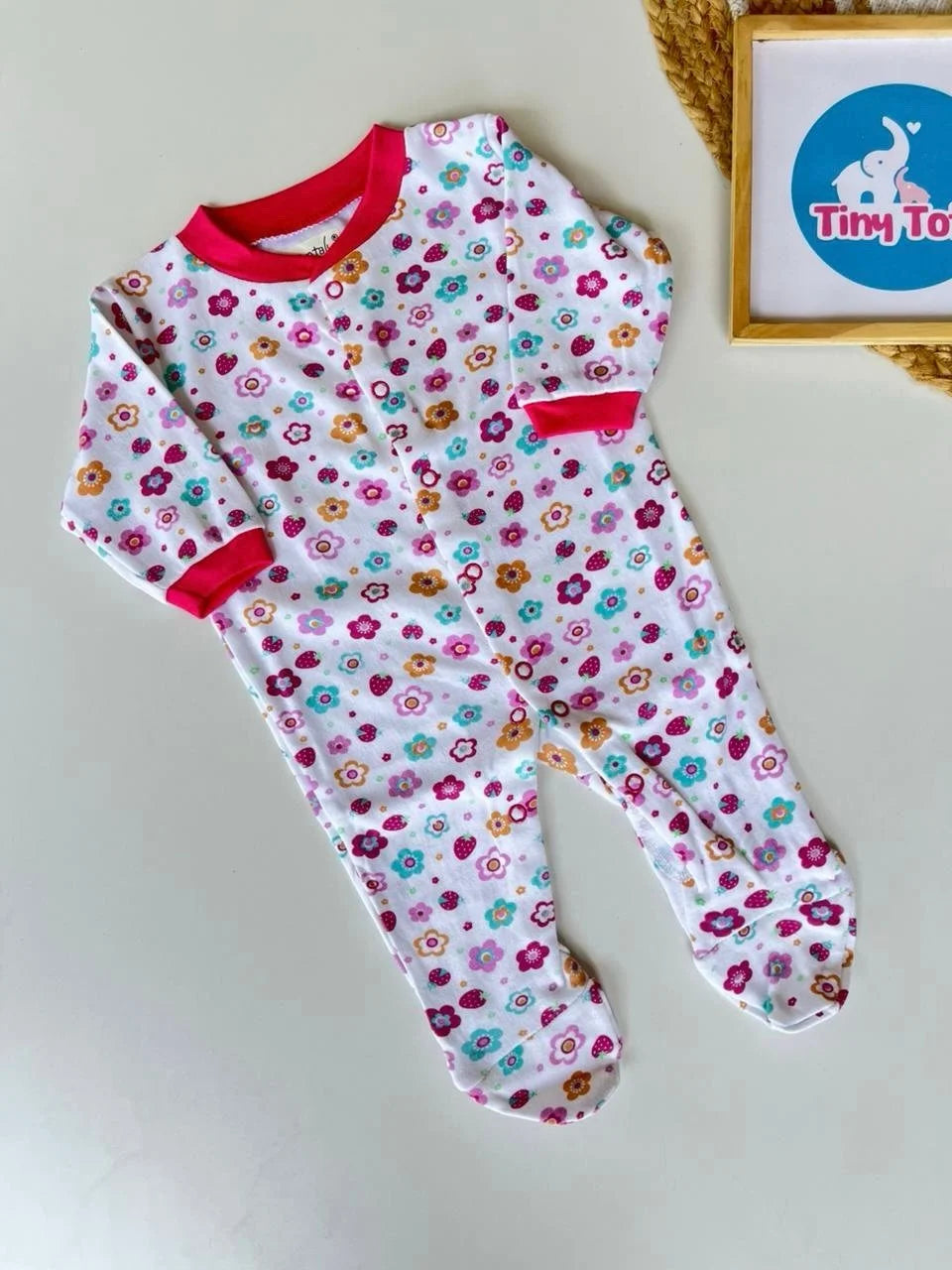Pink with Flowers – Sleepsuit