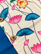 Kids Ethnic Shirt – Blue & Multicolour Lotus Print