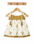Floral Tie-Up Cotton Baby Frock – Mustard & Cream