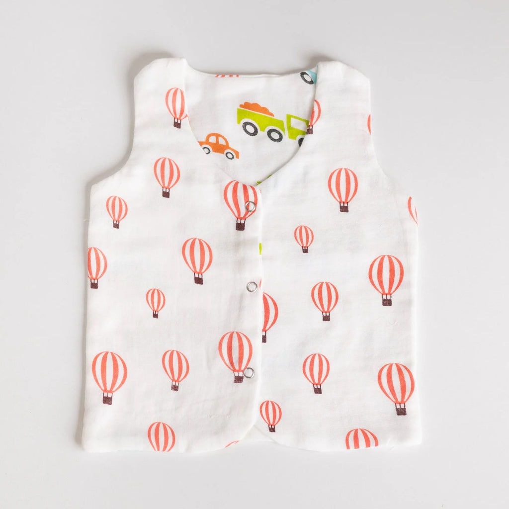Reversible Muslin Baby Jabla — Parachute / Car Print