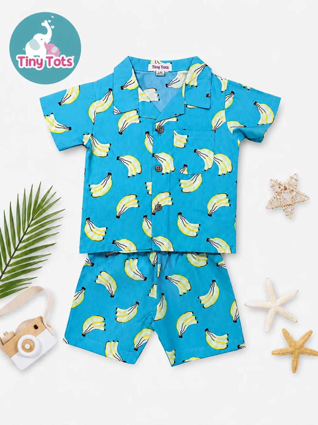 Combo 4 – Boys Cotton Co-ord Set | Banana & Geometric Prints