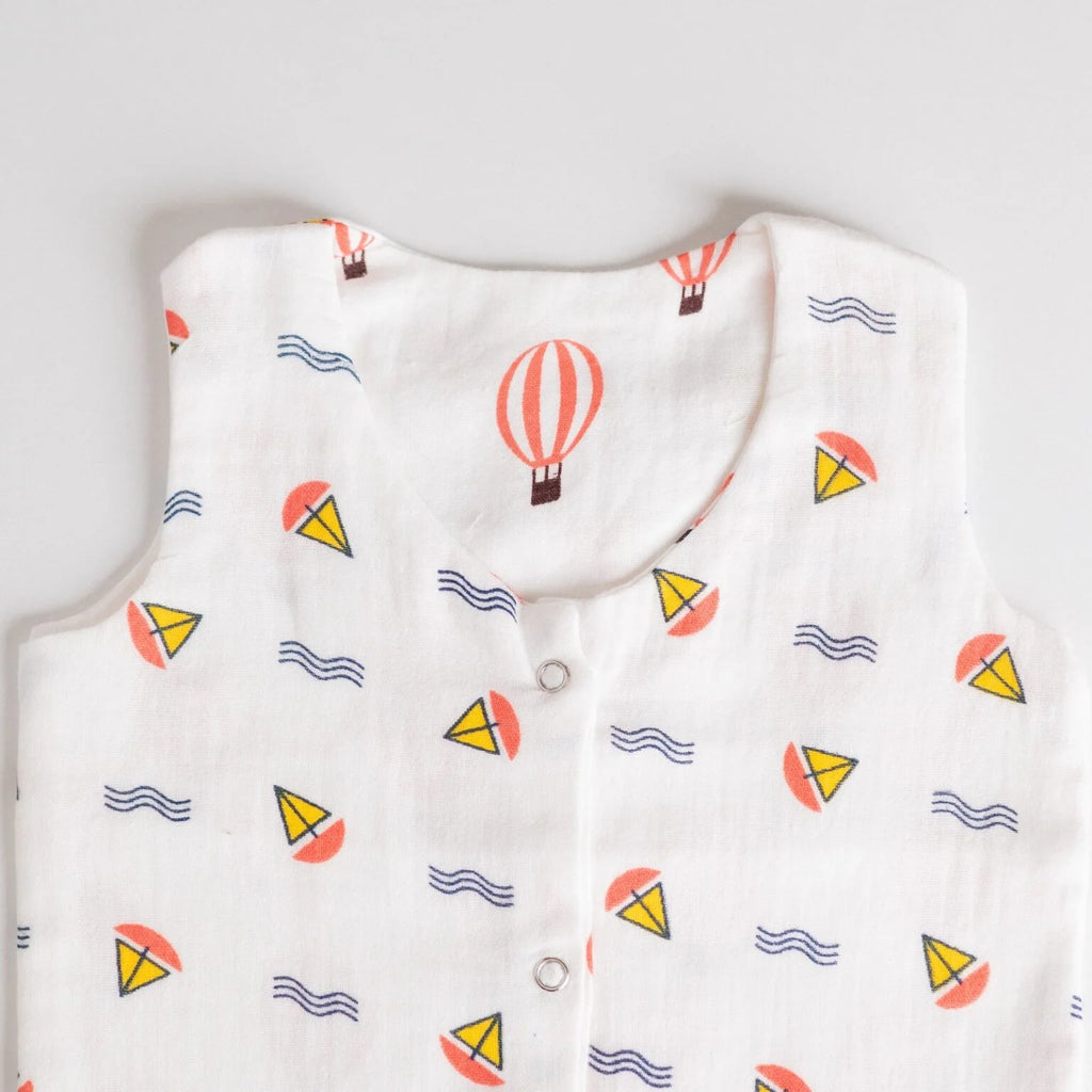 Reversible Muslin Baby Jabla — Boat / Parachute Print