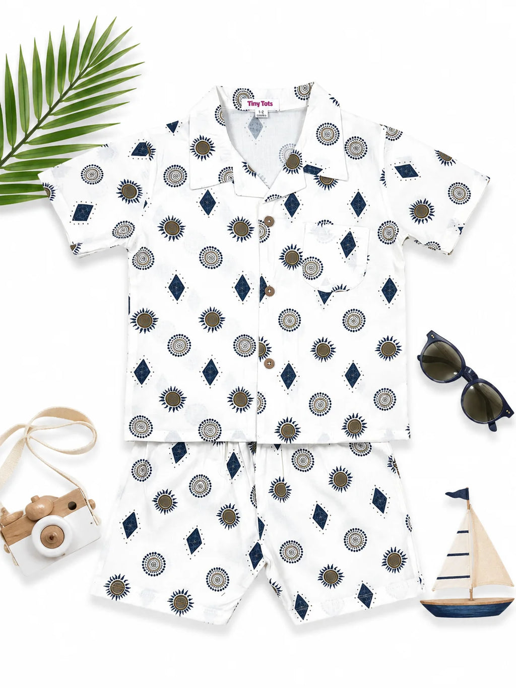 Combo 4 – Boys Cotton Co-ord Set | Banana & Geometric Prints