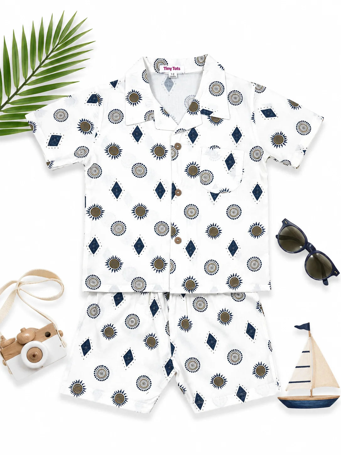 Combo 4 – Boys Cotton Co-ord Set | Banana & Geometric Prints
