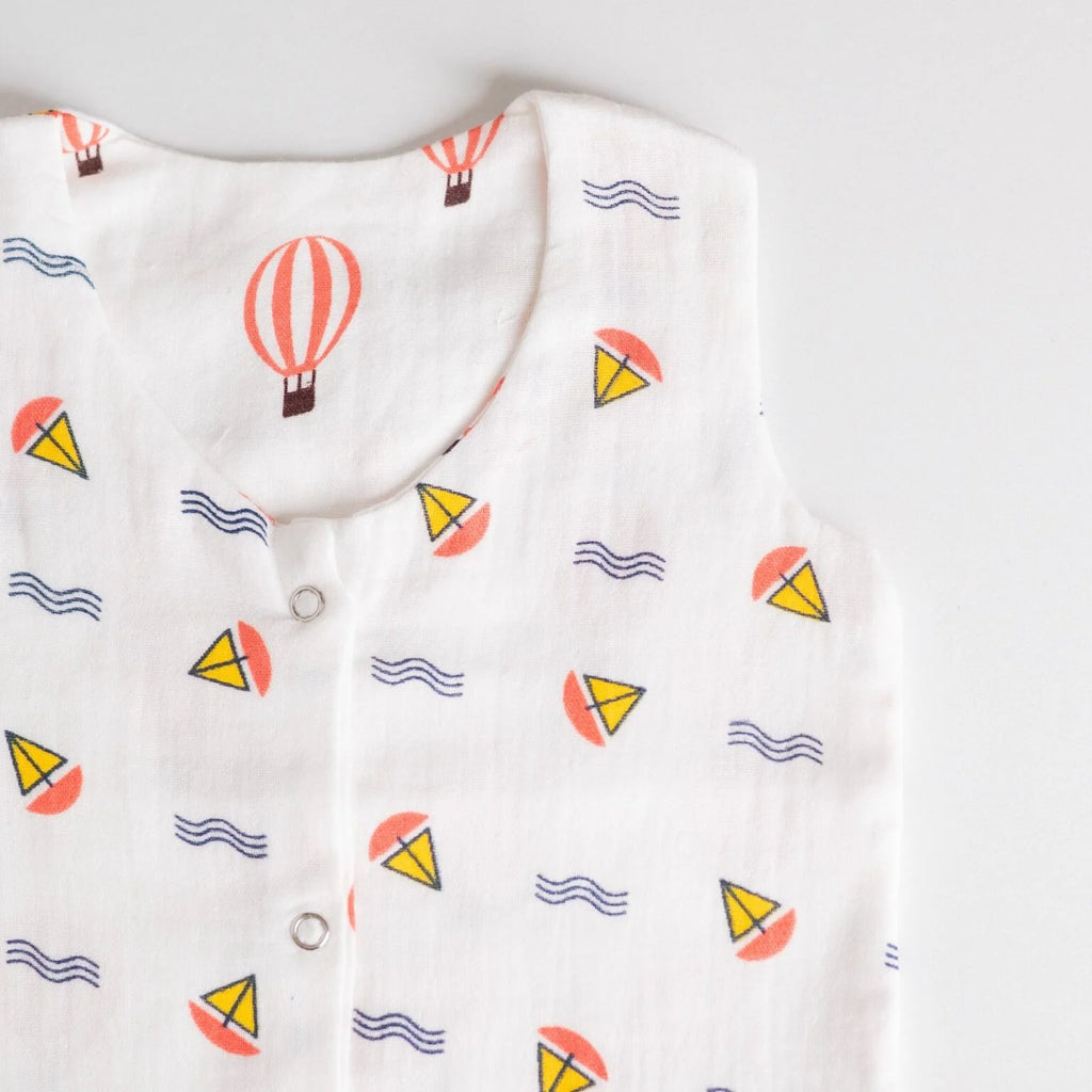 Reversible Muslin Baby Jabla — Boat / Parachute Print