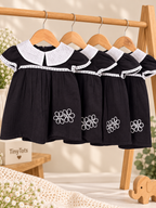 Black Muslin Frock with Hakoba Collar