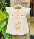 Double layer Crinkle Muslin Baby Dress - Floral Bee Embroidery (Peach Beige)