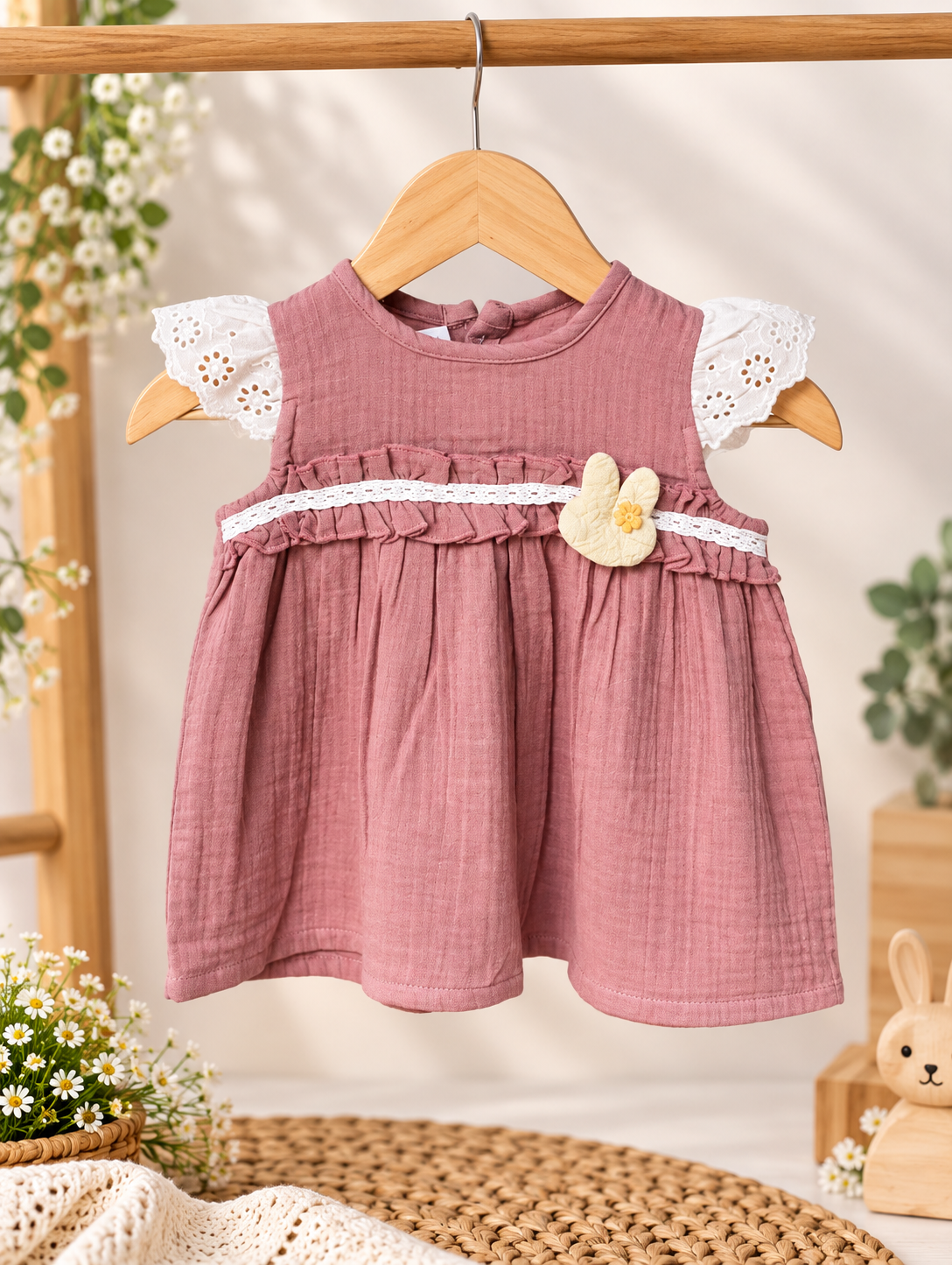 Blush Bloom Crinkle Muslin Frock