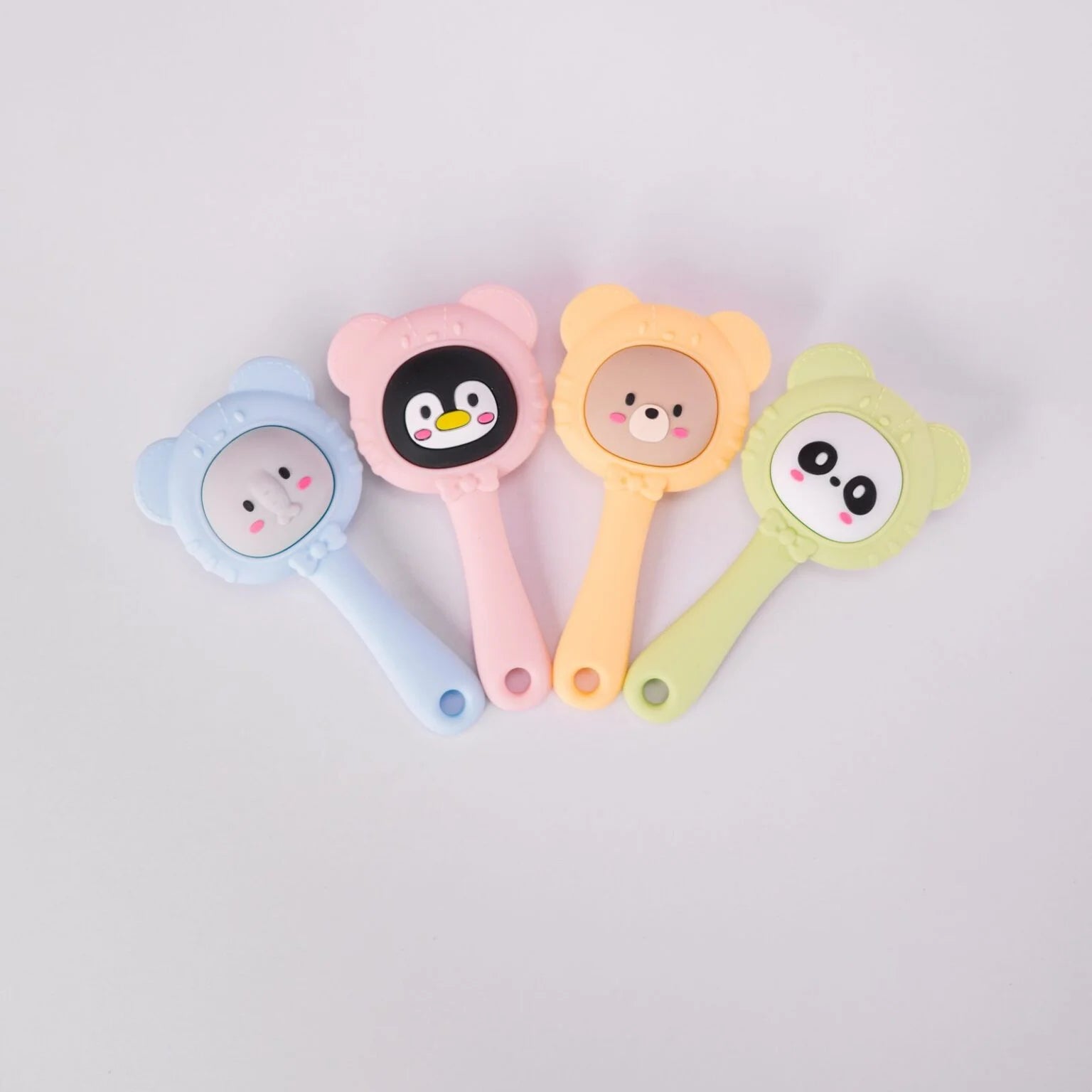Cartoon Bear Rattle Teether – Aqua Green