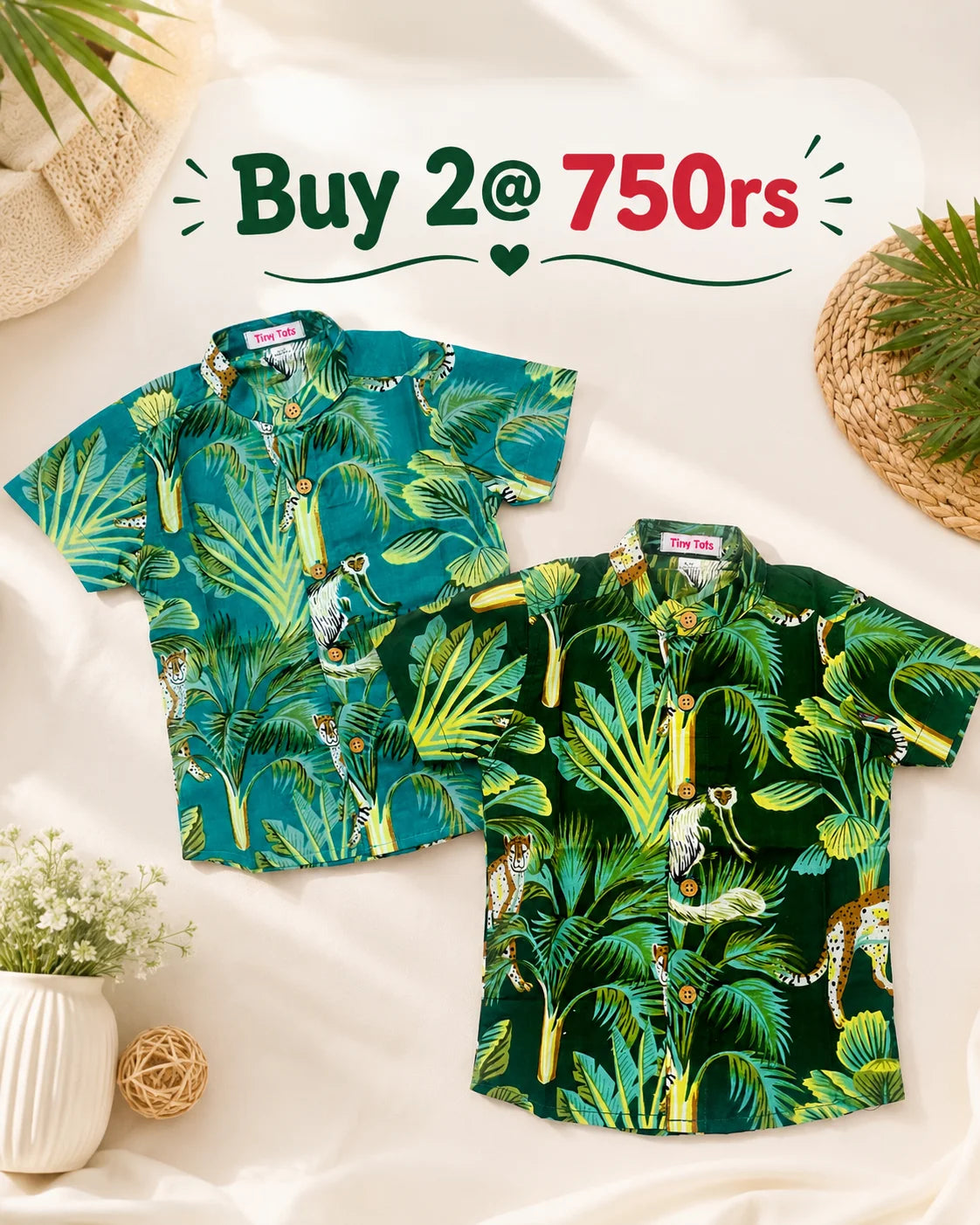 Combo 6 – Boys Cotton Shirts | Tropical Teal & Jungle Green