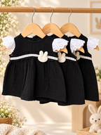 Midnight Black Bloom Crinkle Muslin Frock