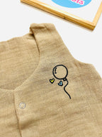 Crinkle Muslin Vest – With Balloon Embroidery (Sand Beige)