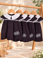 Dark Brown Muslin Frock with Hakoba Collar