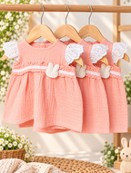 Peach Bloom Crinkle Muslin Frock