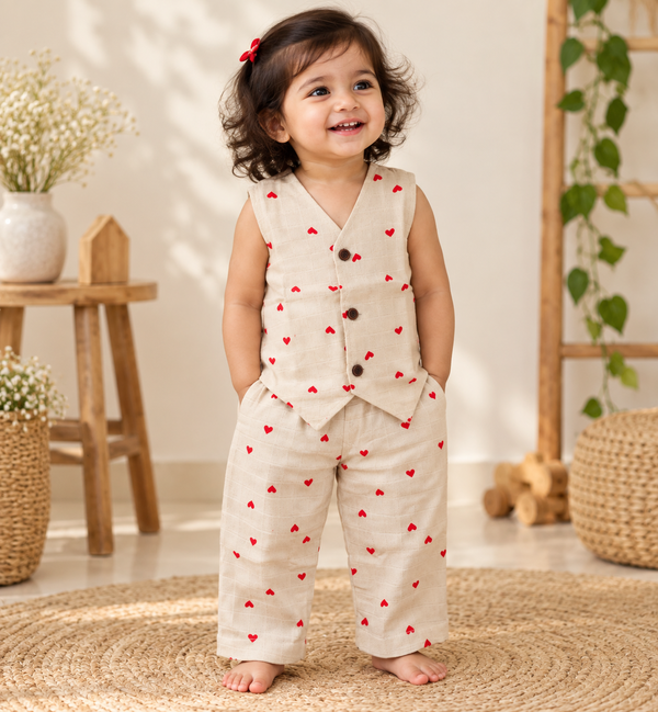 Little Hearts Muslin Co-Ord Set for baby