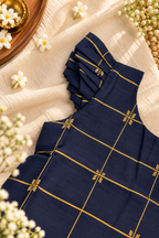 Navy Blue and Lime Green Traditional Pavadai Set
