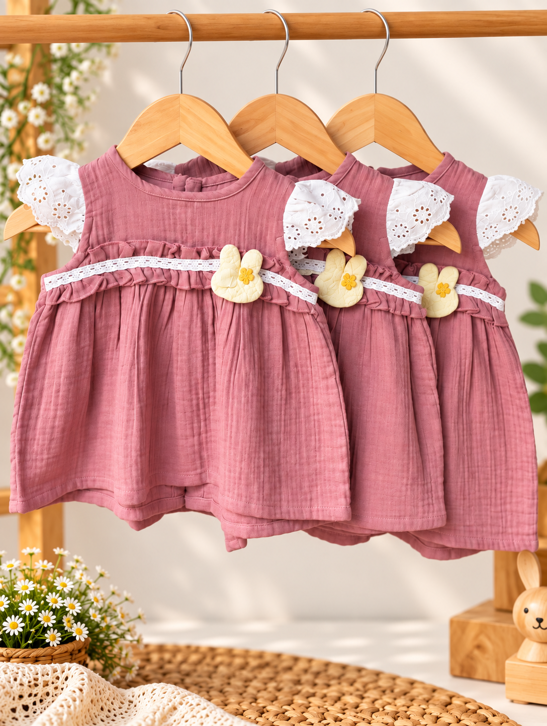 Blush Bloom Crinkle Muslin Frock