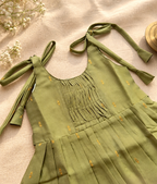 Baby Silk Knot Frock – Olive Green