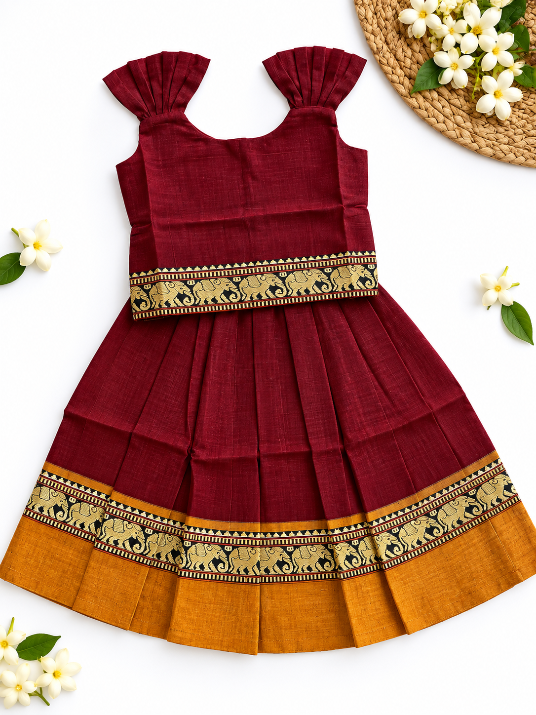 Narayanpet – Red (Maroon) with mustard yellow