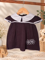 Dark Brown Muslin Frock with Hakoba Collar