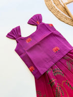Lotus Peacock Tassar Silk Ethnic Set