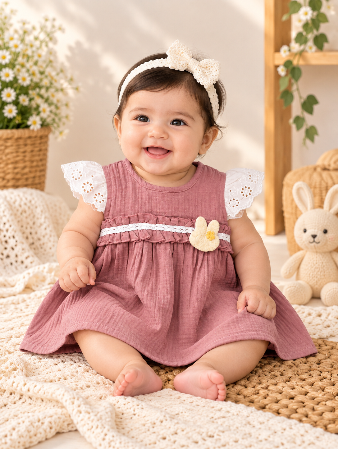 Blush Bloom Crinkle Muslin Frock