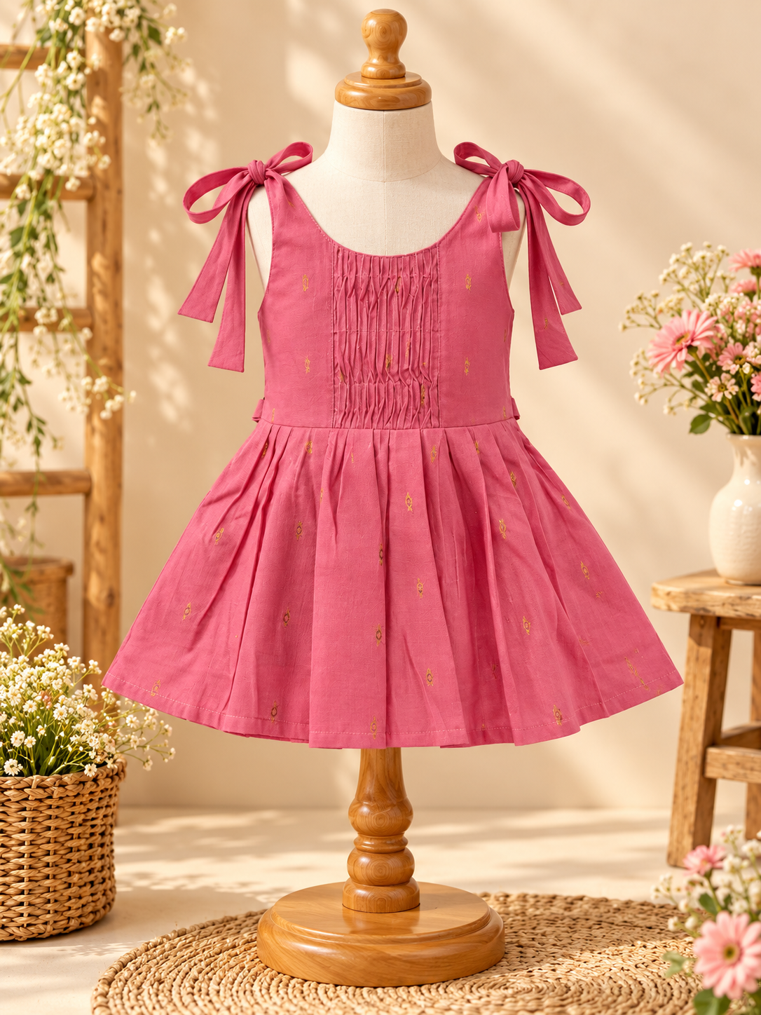 Baby Silk Knot Frock – Pink