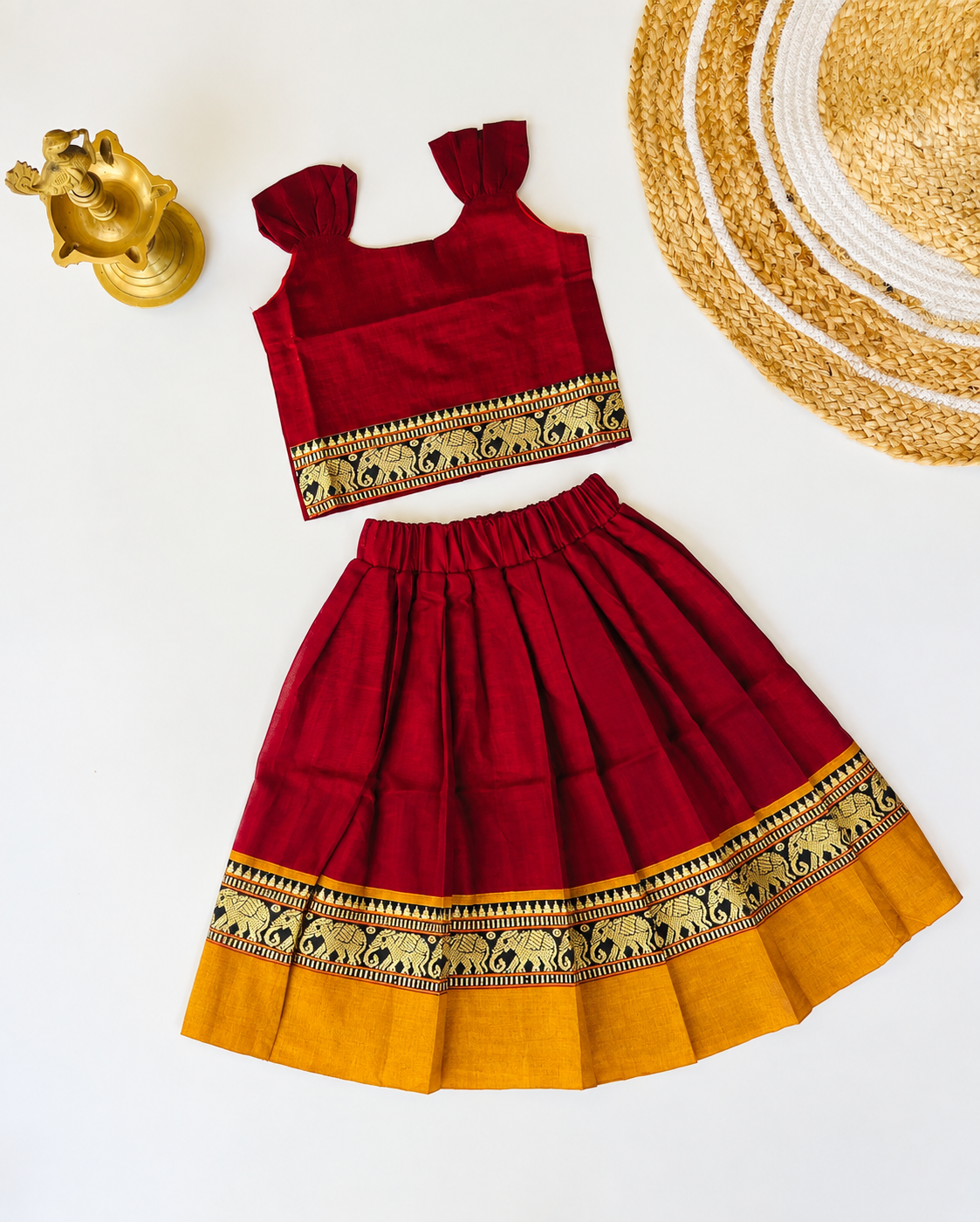 Narayanpet – Red (Maroon) with mustard yellow