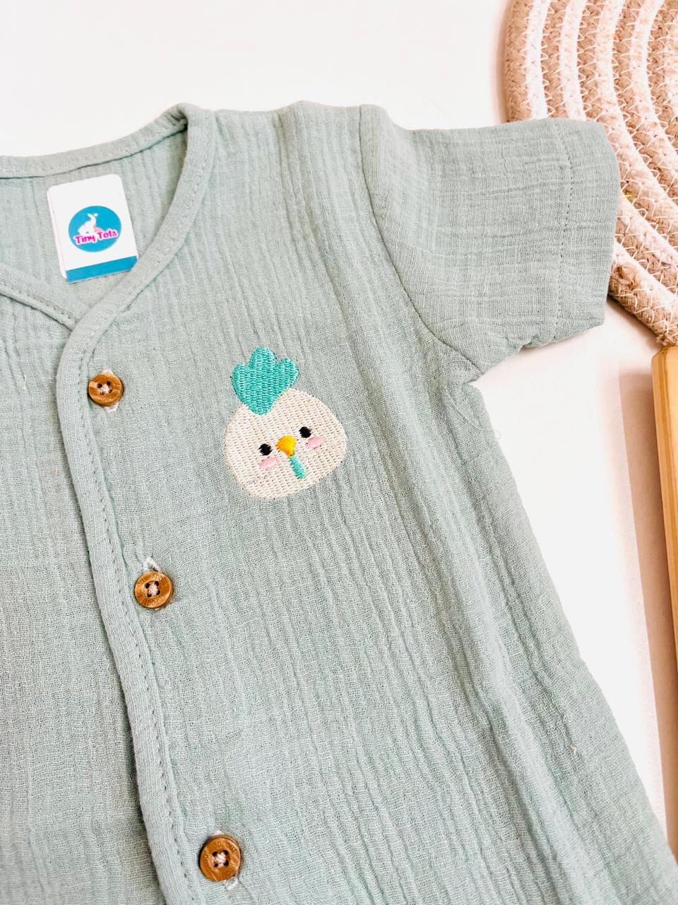 Muslin Sleeve Jabla Set – Mint Green (Farm chick)