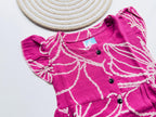 Bright Pink Muslin Frock with White Leaf Print for Girls – Soft, Breathable & Stylish