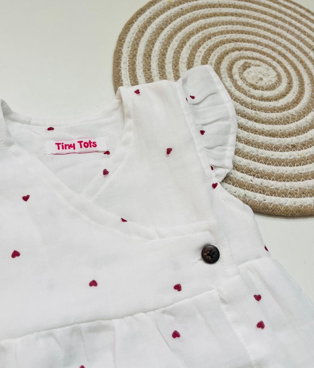 Kimono Frock – White with Multi Red heart