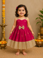 Rani Pink Sweetheart Neck Ethnic Frock