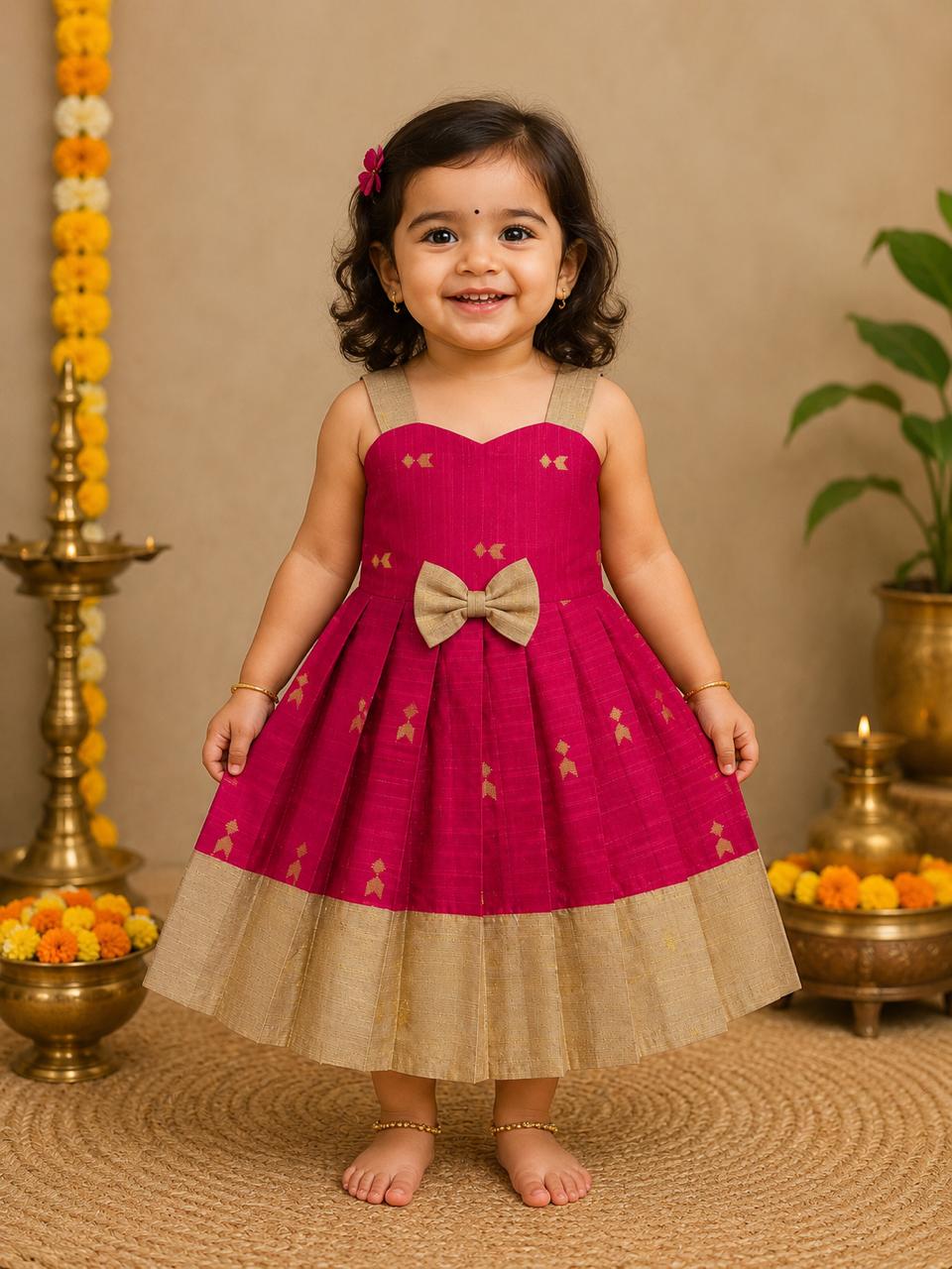 Rani Pink Sweetheart Neck Ethnic Frock