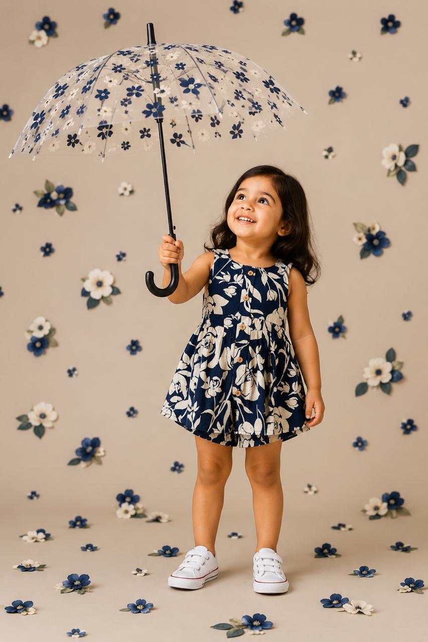 A Navy Blue Floral – Ria Frock