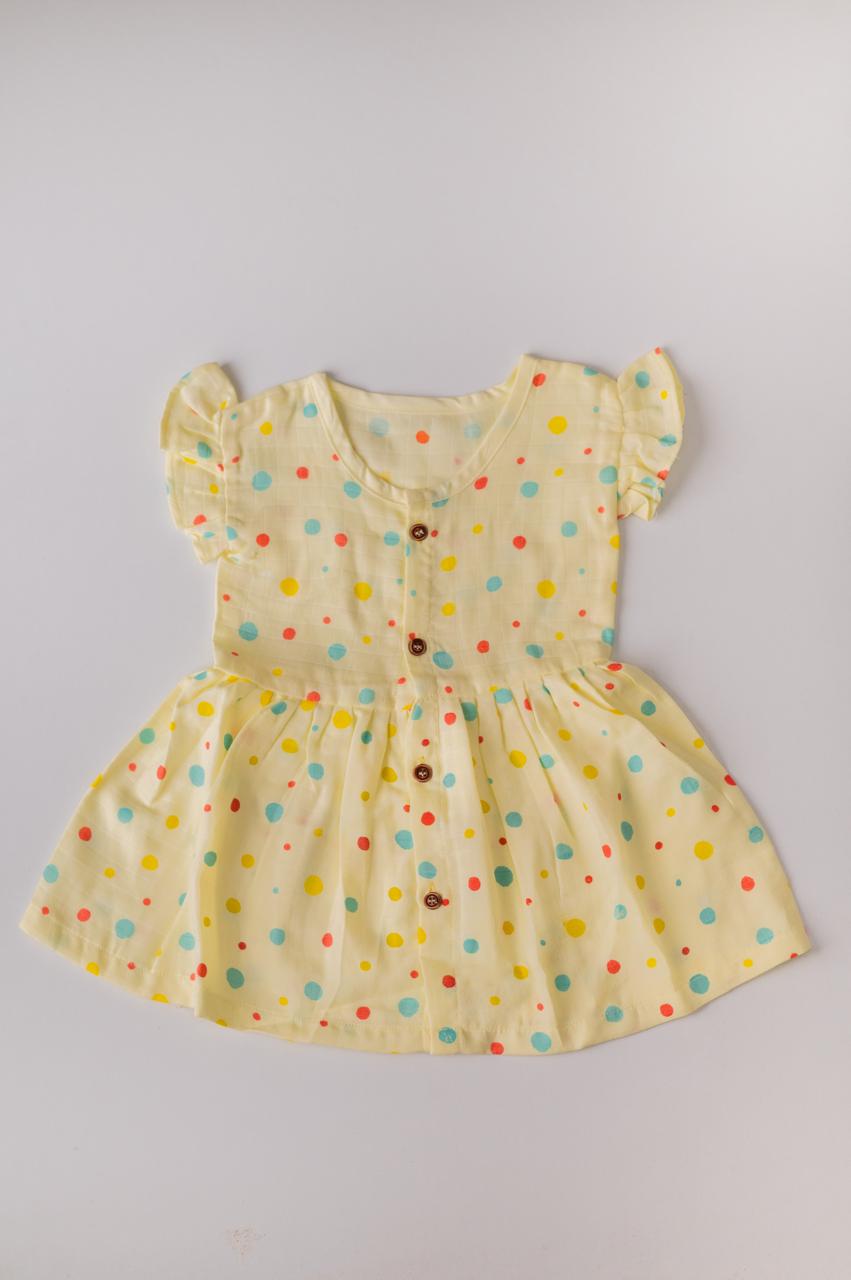 Polka Dots – Muslin Front Button Frock