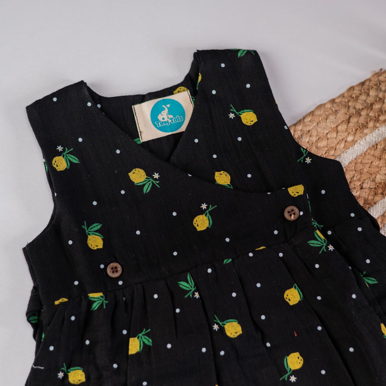 Kimono Frock – Black Color with Yellow Lemon