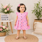 Baby Pink with cute heart Print Cotton Baby Frock – Cute & Comfortable New Collection
