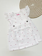Kimono Frock – White with Multi Red heart