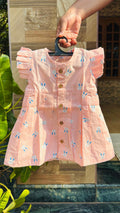 Peach Bunny Print Cotton Baby Frock – Cute & Comfortable New Collection