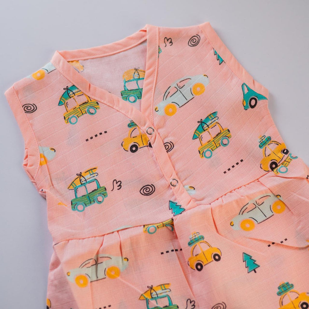 A Bus- Sleeveless Frock with Front Button