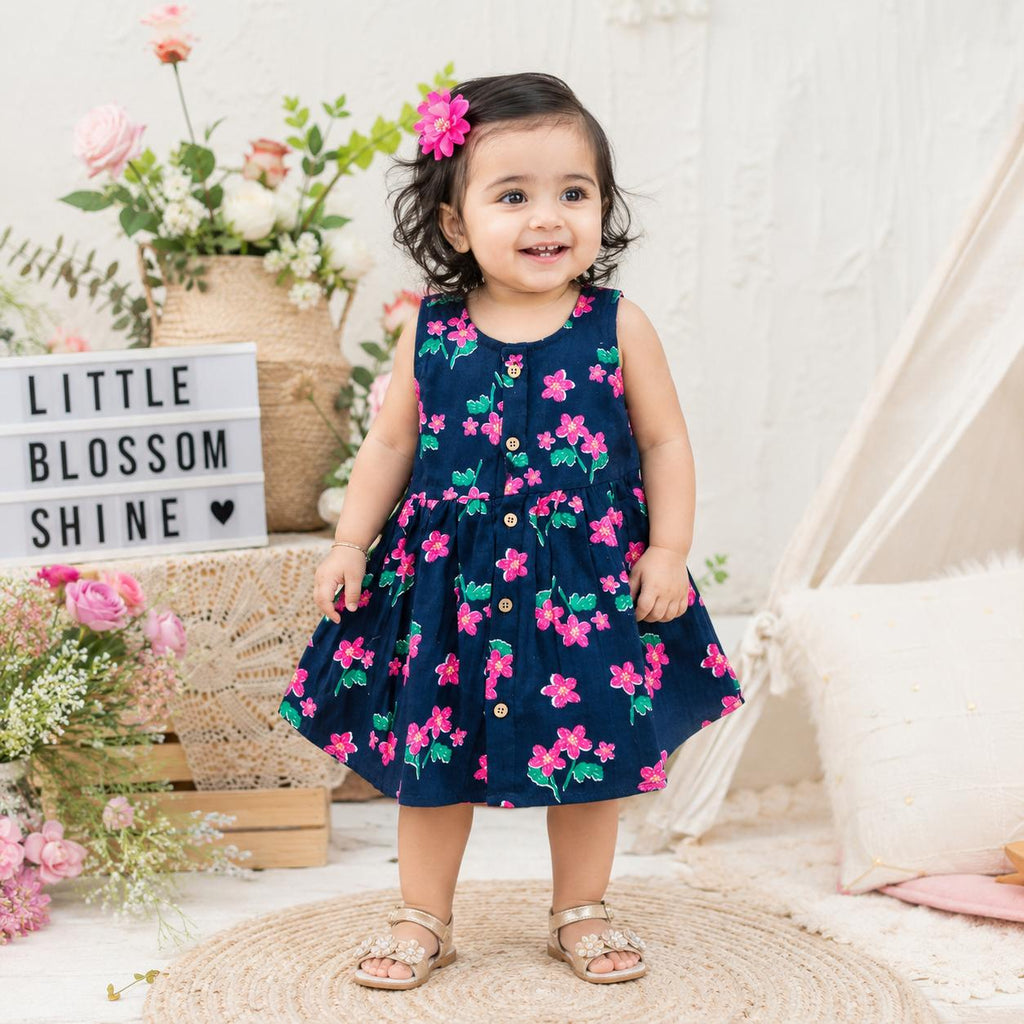 A Navy Blue Floral – Ria Frock