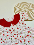 Cherry Print Cotton Frock for Baby Girls – Peter Pan Collar