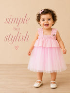 Baby Pink Ruffle Net Baby Frock